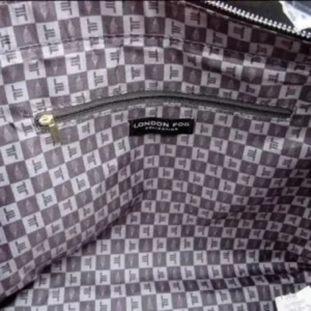 NWT London Fog “Kylar” Woven Black Vegan Leather Handbag Tote Purse